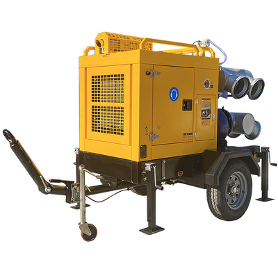 Trailer Mounted Water Pump Set Solid Handing 76mm Single Stage Pump Diesel Engine Self Priming Pump